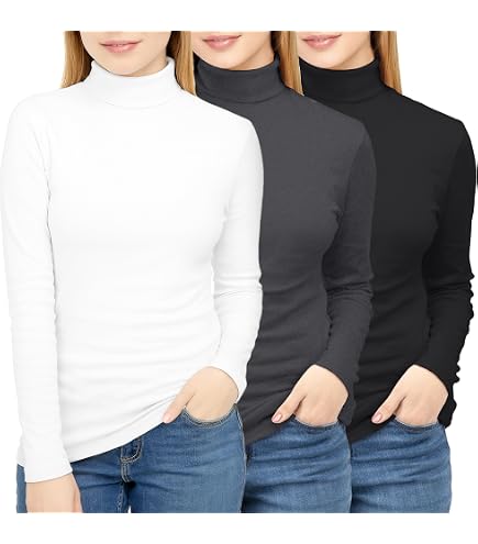 HieasyFit Women's Cotton Turtleneck Top Basic Layering Thermal